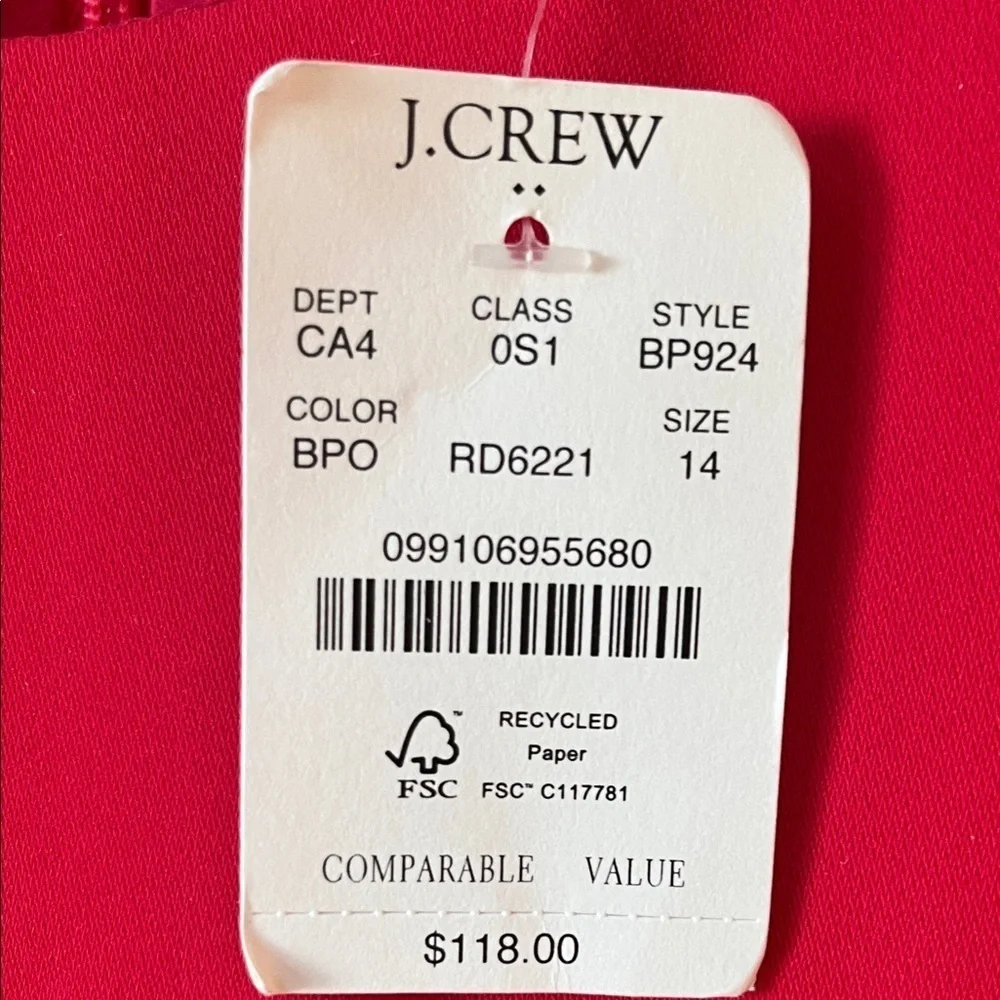 NWT J Crew Vibrant Pink Dress - Size 14